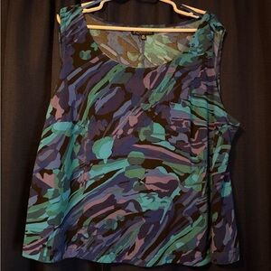 Lane Bryant Blue and Purple Abstract Tank Top